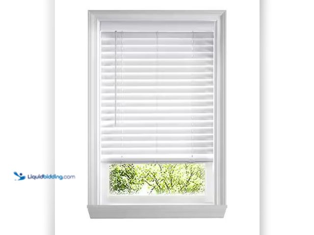 Lot 49-5573234 - Home Decorators Collection White Cordless Faux Wood Blinds for Windows with 2 in. Slats - 48.5 in. W...