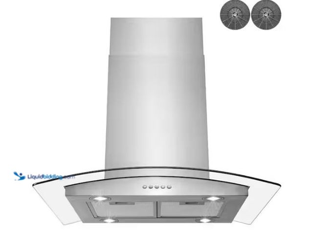 Lot 49-1548780 - Golden Vantage 30 in. Convertible Kitchen Island Mount Range Hood in Stainless Steel with Tempered G...