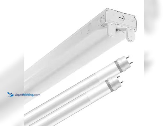 Lot 49-3614569 - Metalux SLES 4 ft. 64-Watt Equivalent 2-Lamp Strip Light Luminaire Plus LED T8 Tube Bundle, 4000K, U...