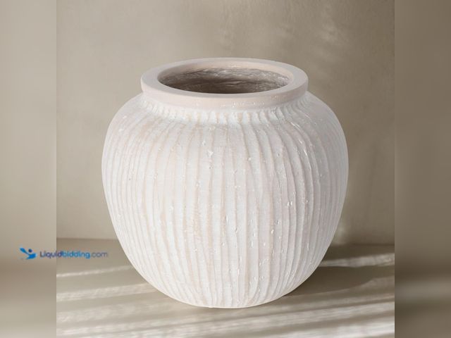 Lot 49-5488344 - Oakrain Large Rustic Minimalist Vase, 9" Distressed Round Floor Vase for Home Decor, Farmhouse Cente...