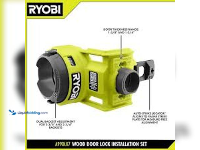 Lot 49-5483652 - QTY 2 - RYOBI Wood Door Lock Installation Kit with Wood Hole Saw, Spade Bit, Pilot Bit, and Double E...
