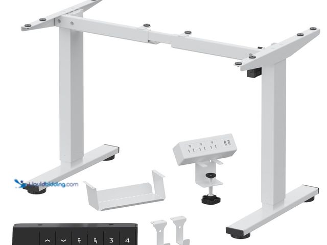 Lot 49-3481656 - FLEXISPOT EN2 Standing Desk Frame with Clamp Power Strip and Cable Management Tray, Electric Sit Sta...