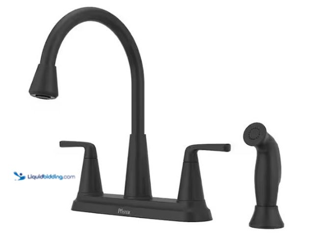 Lot 49-3610846 - Pfister Allegan Double Handle Deck Mount Standard Kitchen Faucet in Matte Black Model # F-036-4AGB, ...