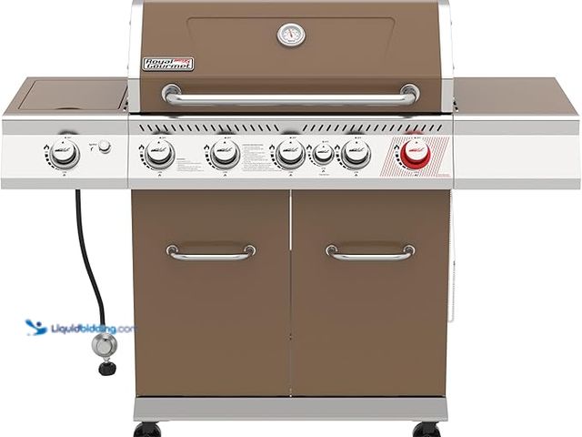 Lot 49-1528955 - Royal Gourmet 5-Burner Propane Gas Grill with Side Burner & Warming Rack, Outdoor BBQ Grill with 74,...