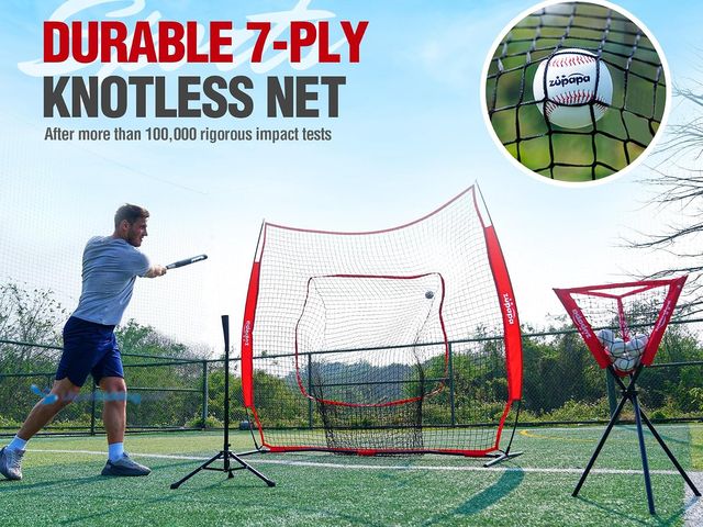 Lot 49-5544186 - Zupapa Baseball Softball Practice Set - 7 by 7 Feet Net with Strike Zone, Baseball Backstop Practice...
