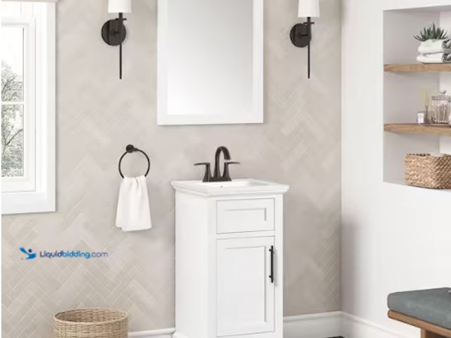 Lot 49-1636789 - Home Decorators Collection Doveton 18 in. Single Sink Compact Freestanding Bath Vanity in White with...