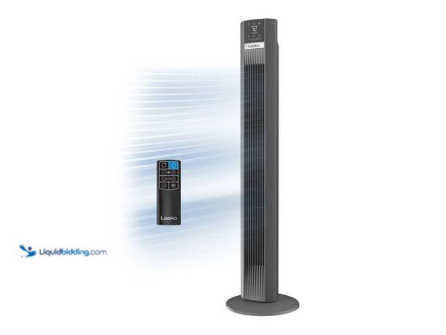 Lot 49-5554276 - Lasko 48 in. 12-Speed Oscillating Tower Fan in Gray, Quiet Operation, DC Motor, Remote Control and 1...