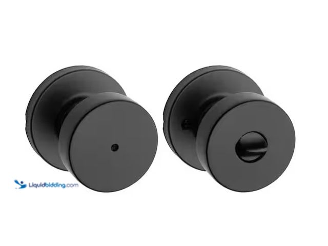 Lot 49-1566819 - lot of (2) Kwikset Pismo Round Matte Black Bed/Bath Door Knob Featuring Microband Antimicrobial Tech...