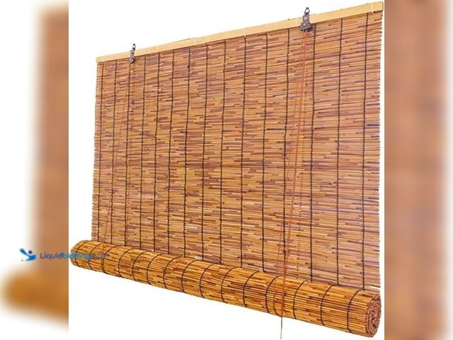 Lot 49-5542913 - Roman Shades for Windows Bamboo Roller Shades for Patio Porch – Light Filtering Sunshade Retro Natur...