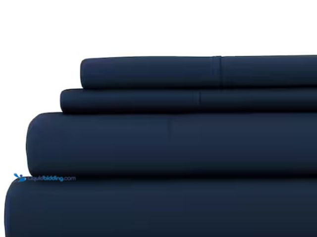 Lot 49-3564163 - 4-Piece Navy Solid Microfiber Queen Sheet Set (4pack) Unused