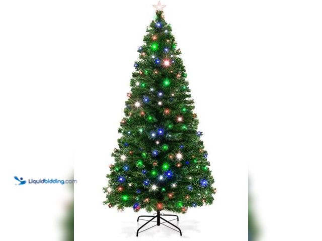 Lot 49-1548162 - Best Choice Products 6ft Pre-Lit Fiber Optic Artificial Pine Christmas Tree w/ Multicolored LED Ligh...