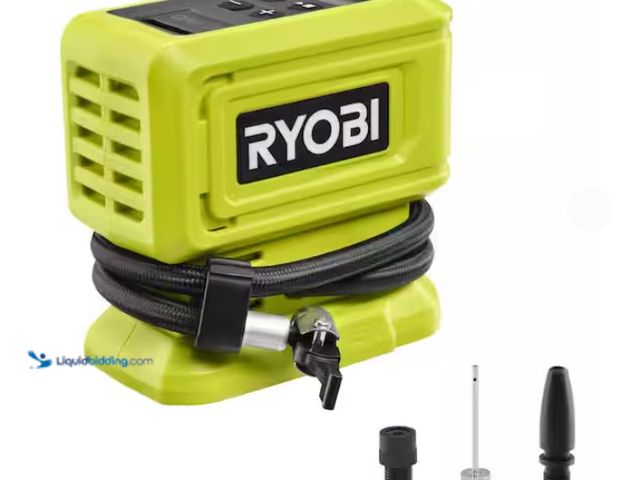 Lot 49-1574931 - RYOBI ONE+ 18V Cordless High Pressure Inflator (Tool Only), Model # PCL001B, Slightly used, No batte...