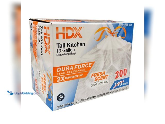 Lot 49-5556998 - QTY 2 -  HDX
Dura Force 13 Gallon Reinforced Top Fresh Scent Tall Kitchen Trash Bag (400-Count) New