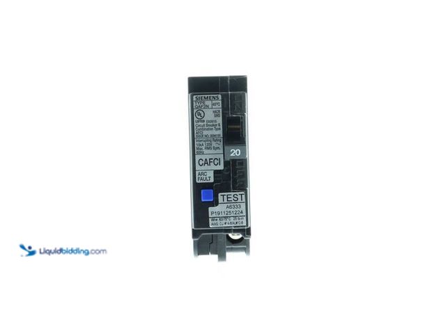 Lot 49-5460883 - Siemens
20 Amp 1-Pole Combination Type AFCI Plug-On Neutral Circuit Breaker. Unused