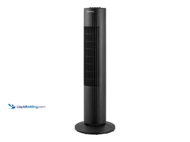Lot 49-5406429 - Hampton Bay 29 in. 3-Speed Oscillating Tower Fan in Black with Easy Carry Handle, Model # FZ1024KMHD...
