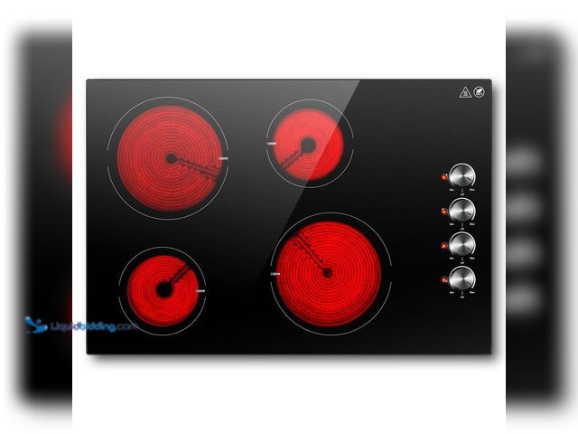 Lot 49-5543417 - amzchef
30 in. 4 Elements Ceramic Glass Surface Radiant Electric Cooktop in Black with Knobs. Model...