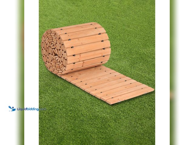 Lot 49-1624720 - VEVOR Wooden Garden Pathway, 24 ft L x 17 in W, Non-Slip Straight Garden Walkway, Roll Out Cedar Out...