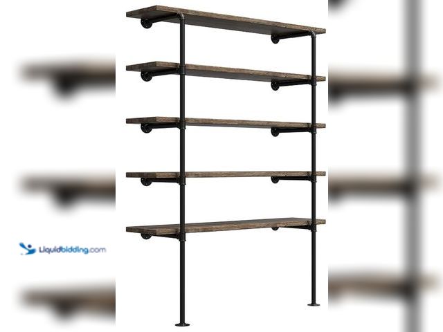 Lot 49-5436501 - Industrial Retro Wall Mount iron Pipe Shelf,DIY Open Bookshelf,Hung Bracket,Home Improvement Kitchen...