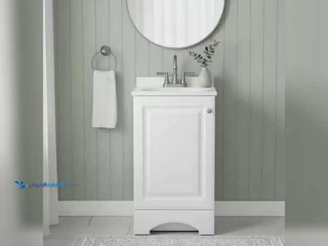 Lot 49-2005692 - Glacier Bay 19 in. Single Sink White Freestanding Bath Vanity with White Cultured Marble Top (Assemb...