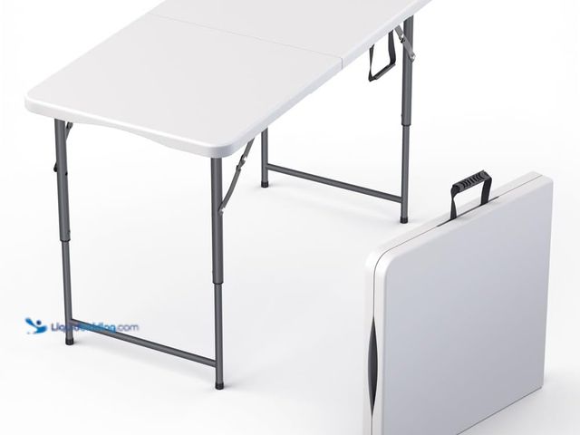 Lot 49-5408149 - 4 Feet Foldable Table Adjustable Height with Built in Handle, Steel Legs | Heavy Duty Portable | Per...