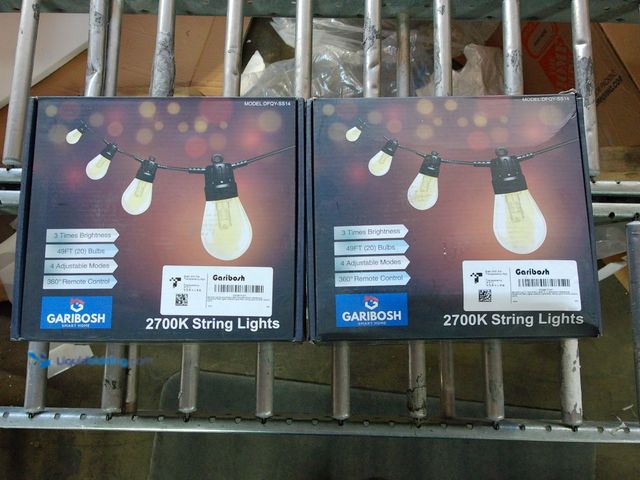 Lot 49-1548452 - Lot of 2 Garibosh 49ft Led Outdoor String Lights, Dimmable Edison Shatterproof Waterproof Patio Ligh...