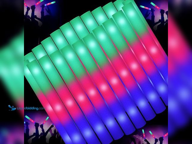 Lot 49-5414244 - 115 Pack LED Foam Glow Sticks, Glow Sticks Bulk with 3 Modes Colorful Flashing, Glow in the Dark Par...