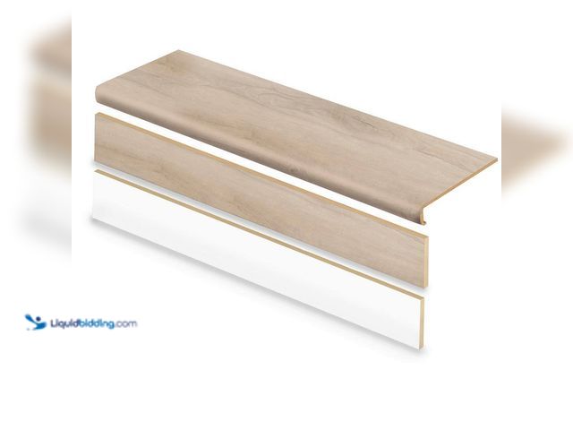Lot 49-5437788 - Cap A Tread Sand Dune Oak 47 in. L x 12.15 in. W x 57.91 mm T Vinyl Overlay Stair Tread and Reversib...