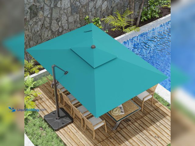 Lot 49-5544090 - 10x13FT Cantilever Outdoor Patio Umbrellas, Double Top Large Rectangle Umbrella, Heavy Duty 360° Rot...