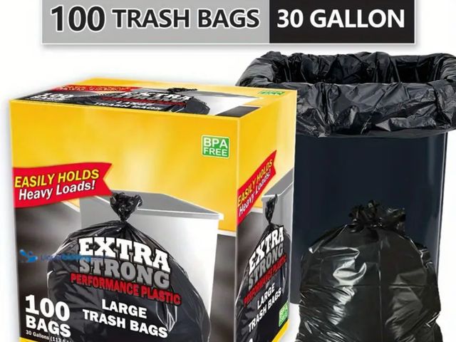 Lot 49-1805048 - New 30 Gallon Black Disposable Large Trash Bags