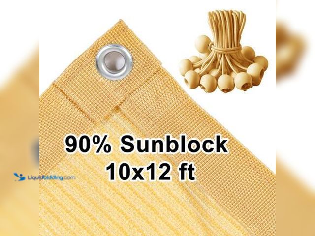 Lot 49-5546483 - Shatex 10 ft. x 12 ft. 90% Shade Fabric Sun Shade Cloth with Grommets for Pergola Cover Canopy (12-B...