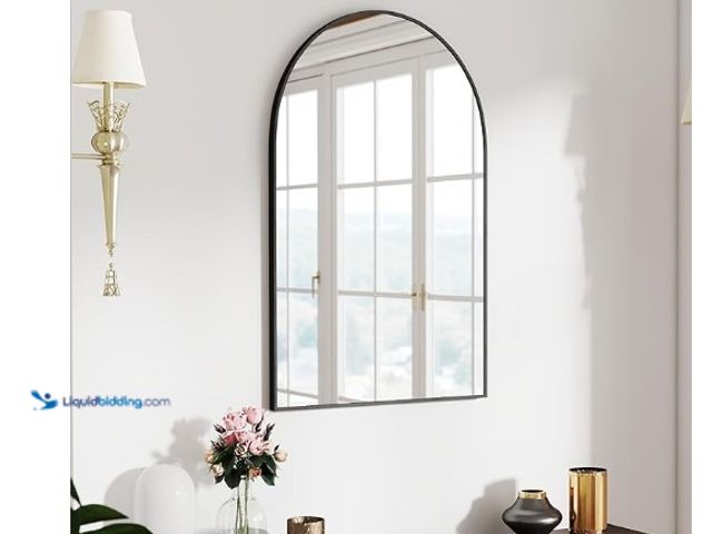 Lot 49-1555712 - 36x24 Arch Mirror Rectangle Full Length Wall Mounted Hanging or Against Wall Metal Aluminum Alloy Fr...