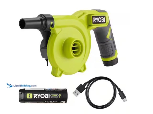 Lot 49-1566835 - RYOBI USB Lithium Cordless High Volume Inflator Kit with USB Lithium 2.0 Ah Battery and Charging Cab...
