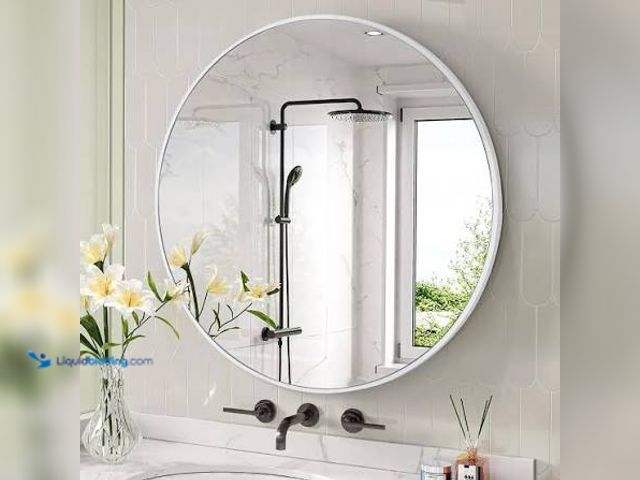 Lot 49-5551450 - Round White Framed Wall Mounted Mirror, Unused