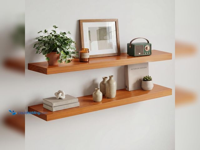 Lot 49-5556988 - 36 Inch Floating Shelves, High-End Solid Pine Wood, Set of 2 | Honey Oak Finish, Holds Up To 50 Lbs ...