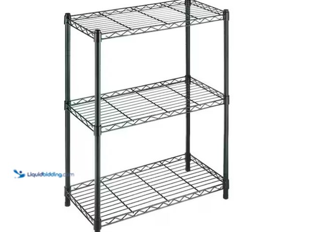 Lot 49-1575961 - HDX 3-Tier Steel Wire Shelving Unit in Black (24 in. W x 30 in. H x 14 in. D), Model # 31424BPS, Use...