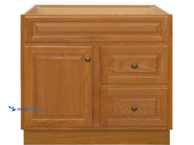 Lot 49-1624712 - Glacier Bay Hampton 36 in. Bathroom Vanity Cabinet without Top in Oak (Assembled) Model # HOA36D, Ne...