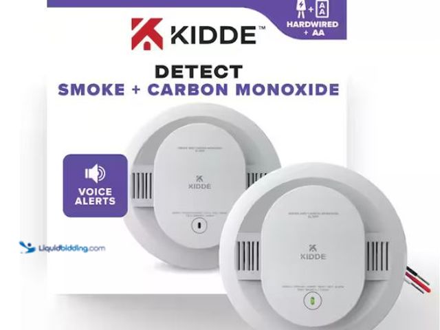 Lot 49-1518223 - Kidde Hardwired Smoke and Carbon Monoxide Detector, Interconnectable and LED Warning Lights and Voic...