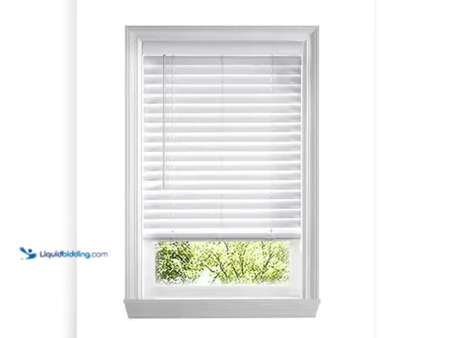 Lot 49-1565994 - Home Decorators Collection White Cordless Faux Wood Blinds for Windows with 2 in. Slats - 27.5 in. W...