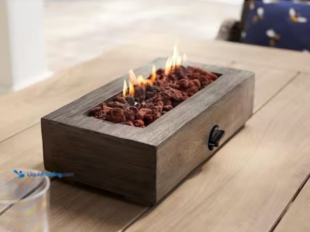 Lot 49-1515664 - Hampton Bay 35.00 in. W 50000 BTU Black Steel Propane Outdoor Fire Pit with Fire Glass and Pulse Ign...