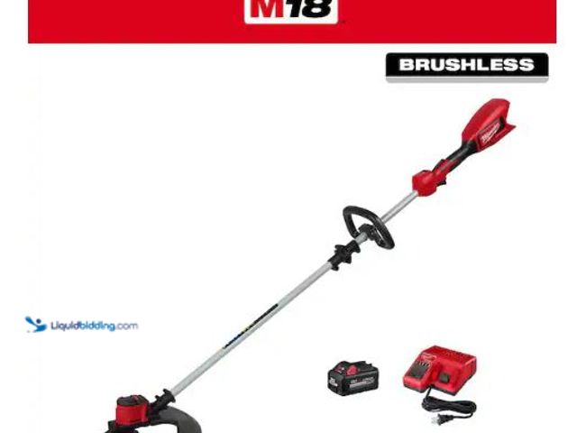 Lot 49-1630972 - Milwaukee M18 Brushless 18V 16 in. Cordless Battery Powered String Trimmer Kit with 6.0Ah High Outpu...
