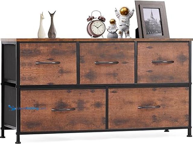 Lot 49-5458989 - OLIXIS Dresser for Bedroom with 5 Drawers, Wide Chest of Drawers, Fabric Bedroom Dresser with Drawer...