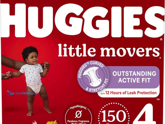 Lot 49-5544294 - Huggies Size 4 Diapers, Little Movers Baby Diapers, Size 4 (22-37 lbs), 150 Count (6 Packs of 25), P...