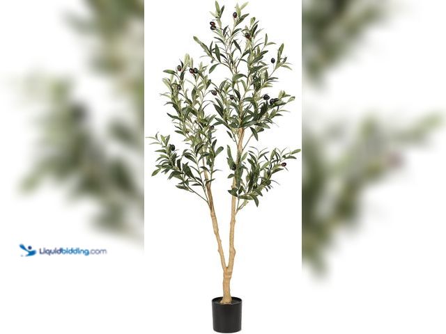Lot 49-5413740 - Realead 4ft Artificial Olive Tree, Fake Potted Olive Silk Tree, Tall Faux Olive Plants for Living Ro...