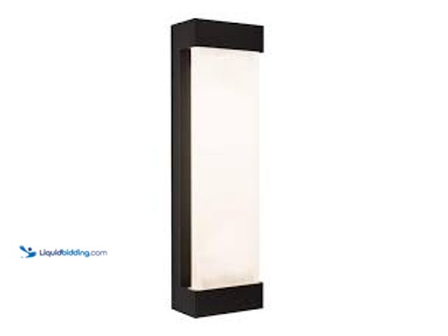 Lot 49-5415353 - Artika Glacier Black Modern Integrated LED Outdoor Hardwired Garage and Porch-Light Lantern Sconce. ...