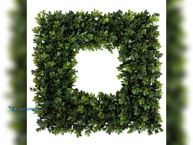 Lot 49-1558992 - Pure Garden Boxwood Wreath - 16.5-Inch Square UV Resistant Artificial Spring, Summer, Fall or Winter...