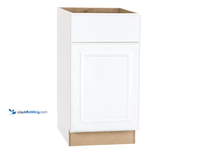 Lot 49-2006626 - Hampton Bay Hampton 18 in. W x 24 in. D x 34.5 in. H Assembled Base Kitchen Cabinet in Satin White, ...