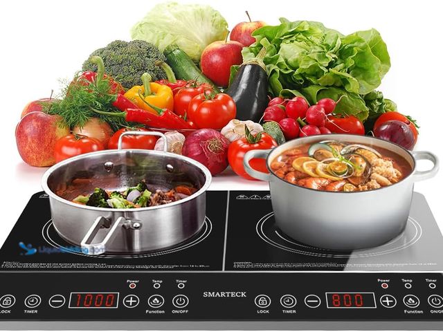 Lot 49-5410796 - Double Induction Cooktop,1500W/1800W Portable Electric Stove,2 Large 8” Heating Coils,Independent Co...