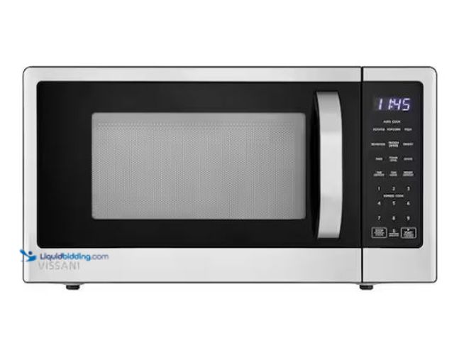 Lot 49-1577326 - Vissani 21 in. 1.1 cu. ft. 1000-Watt Countertop Microwave Oven in Fingerprint Resistant Stainless St...