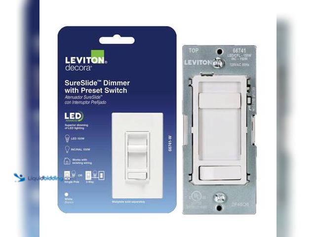 Lot 49-5575043 - QTY 2 - Leviton SureSlide White LED Advanced Dimmer Switch for LED and Incandescent Bulbs, 150-Watt ...