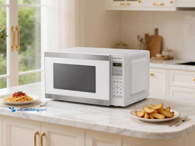 Lot 49-5552307 - Hamilton Beach Countertop Microwave Oven, 0.9 Cu Ft, 900W, Stainless Steel, HB8436127995-01. Unused ...